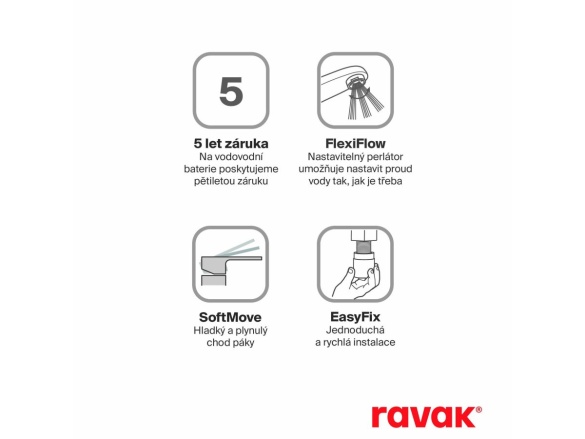 Ravak PU 015.20BLM Umývadlová batéria 322 mm bez odtokovej armatúry, čierna matná