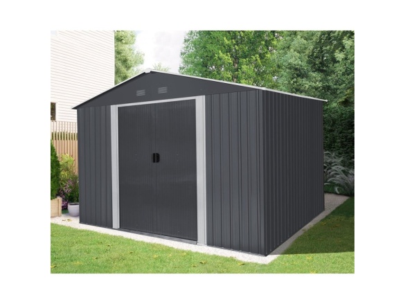Zahradní domek kovový 3 x 2,4 m se sedlovou střechou antracit Riwall PRO RMSA 8x10 Anthracite